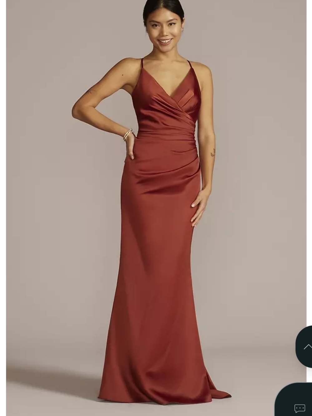 🤎David's Bridal Mermaid Cinnamon Bridesmaid Formal Gown Dress 12
